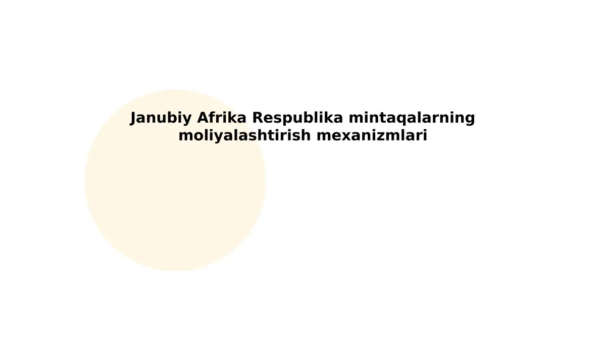 Janubiy Afrika Respublika mintaqalarning moliyalashtirish mexanizmlari