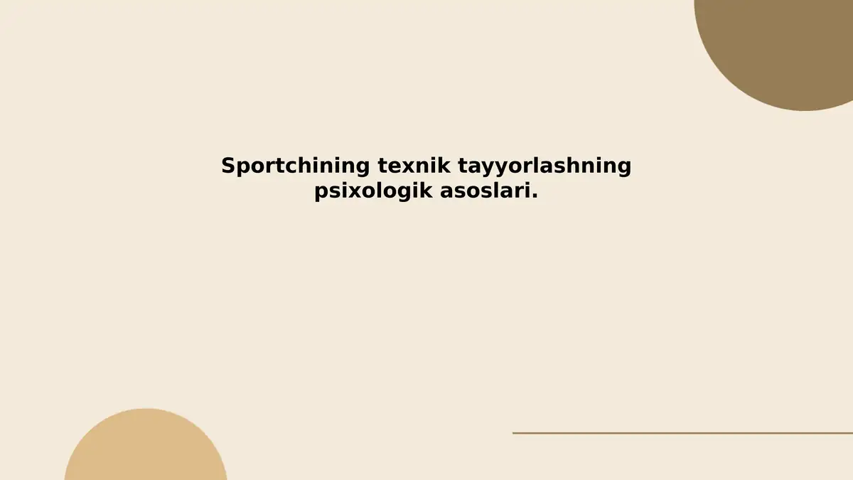 Sportchining texnik tayyorlashning psixologik asoslari