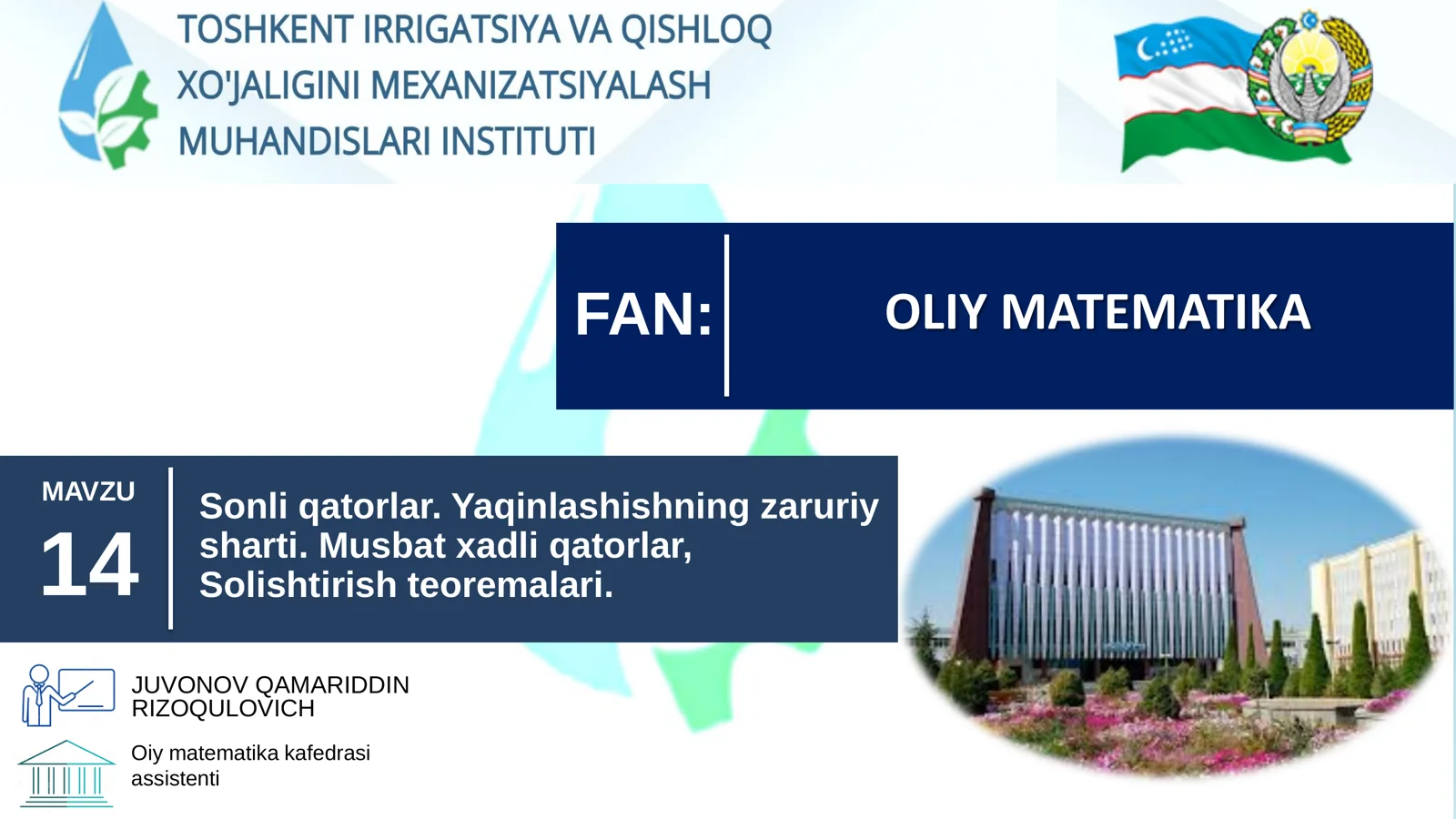 Sonli qatorlar. Yaqinlashishning zaruriy sharti. Musbat xadli qatorlar, Solishtirish teoremalari.