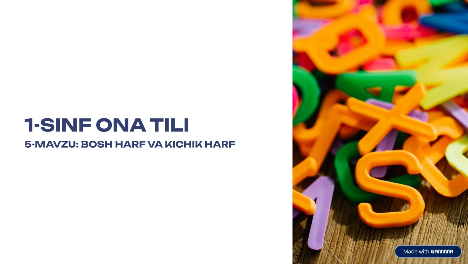 1-sinf Ona tili: Bosh harf va kichik harf — 10 betlik ish daftari