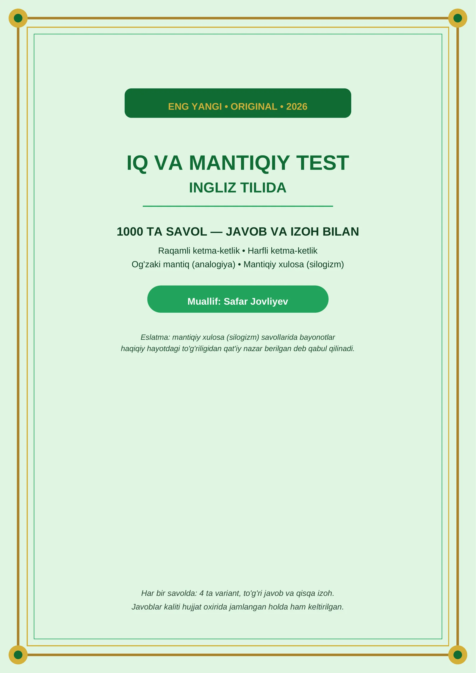 IQ VA MANTIQIY TEST 2026
