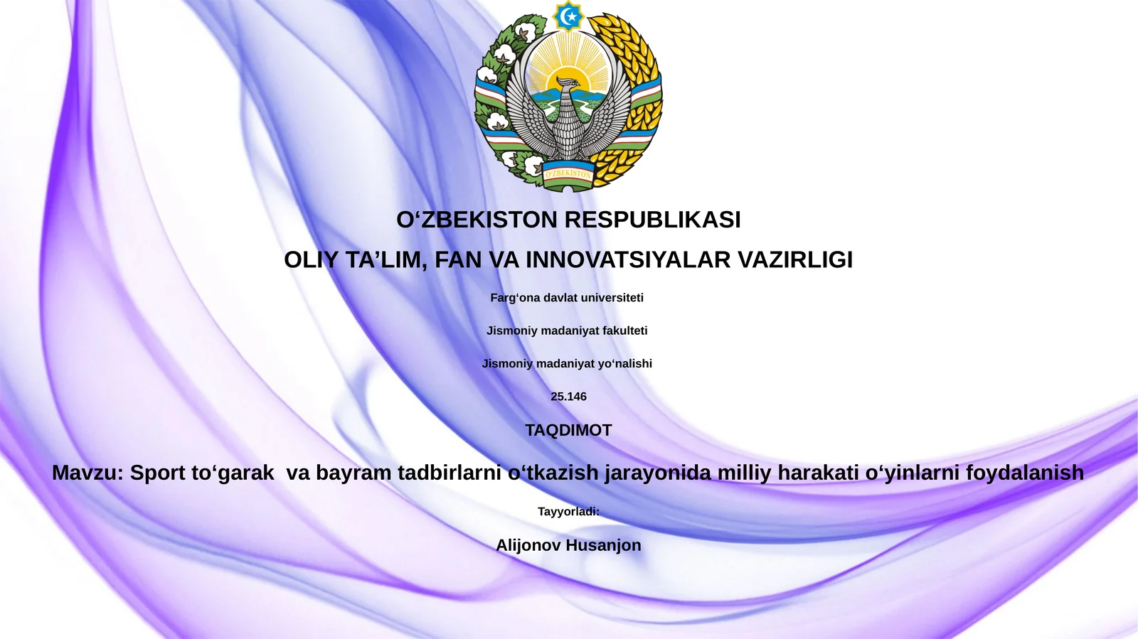 Sport toʻgarak va bayram tadbirlarni oʻtkazish jarayonida milliy harakati oʻyinlarni foydalanish