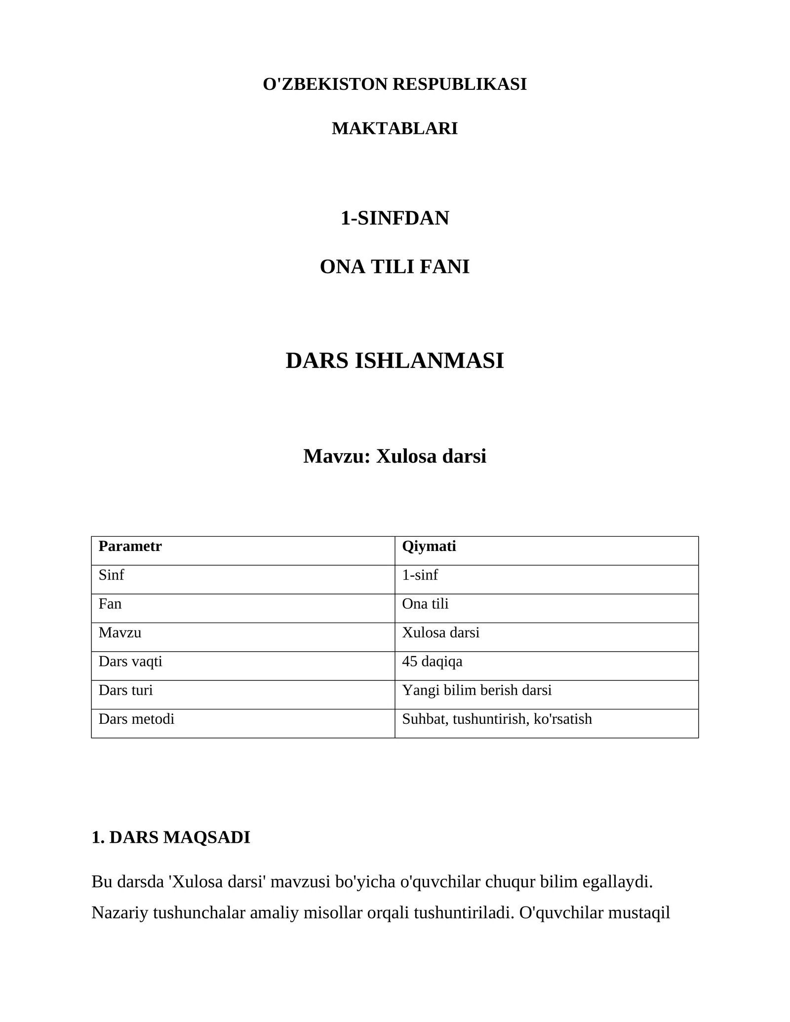 Xulosa darsi