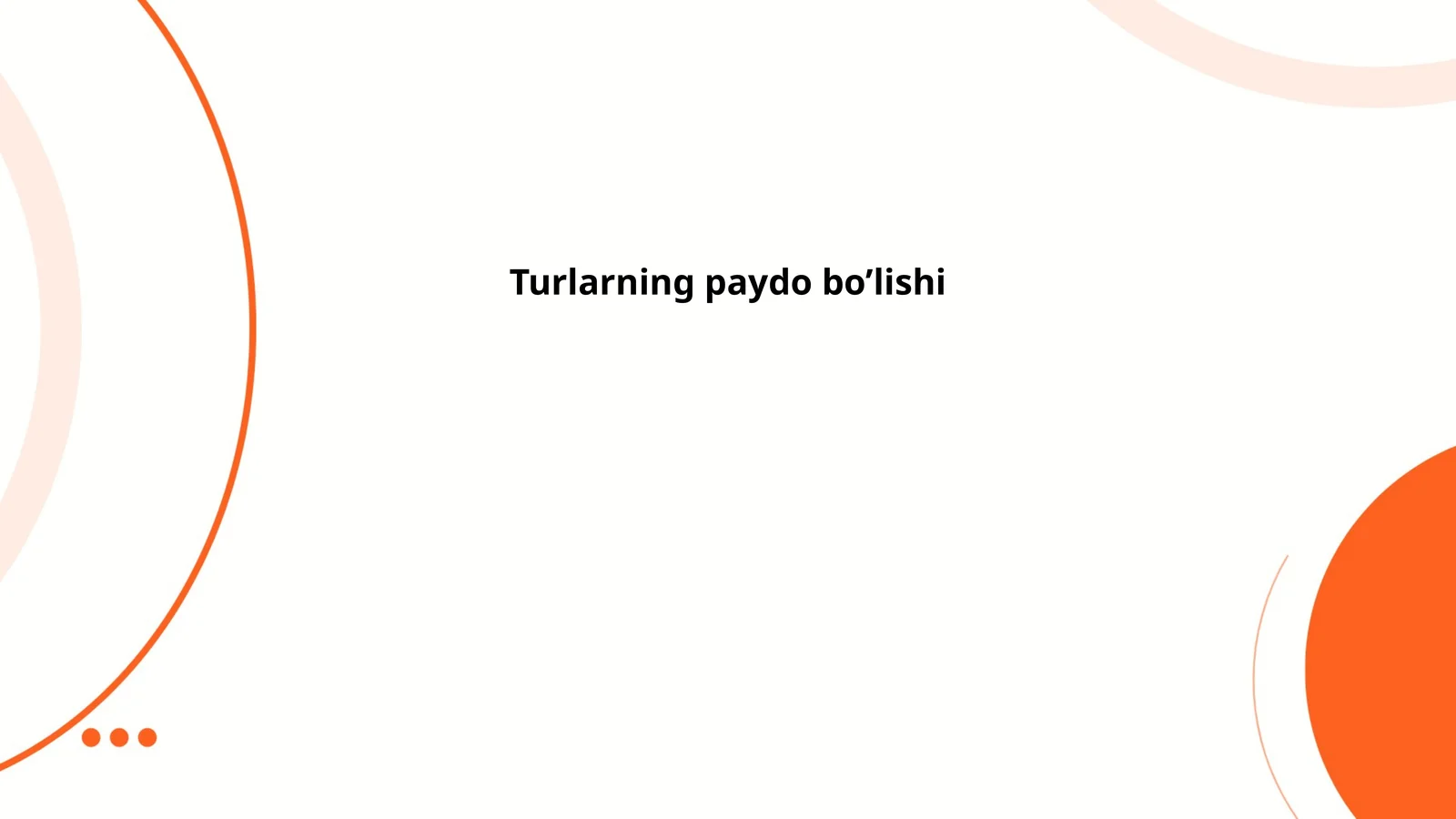 Turlarning paydo bo’lishi