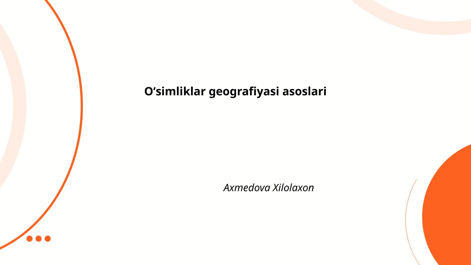 Oʻsimliklar geografiyasi asoslari