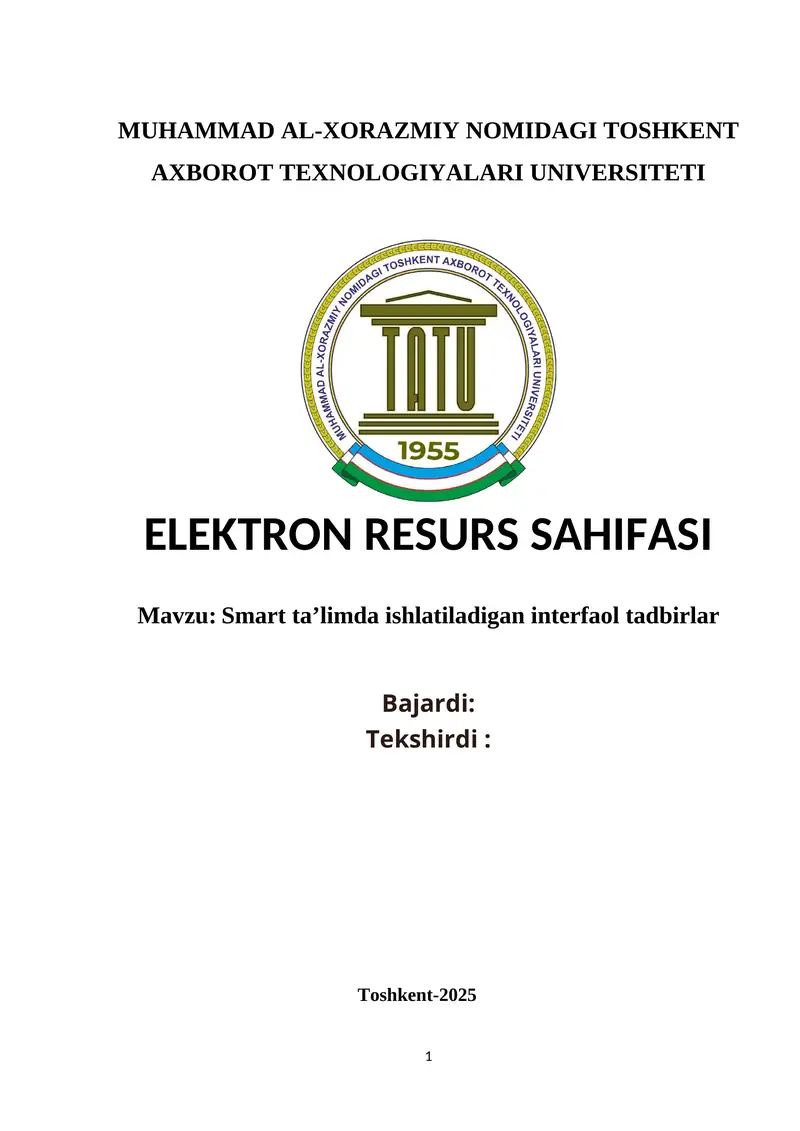 Smart ta’limda ishlatiladigan interfaol tadbirlar