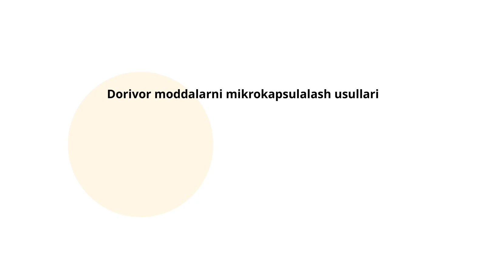 Dorivor moddalarni mikrokapsulalash usullari