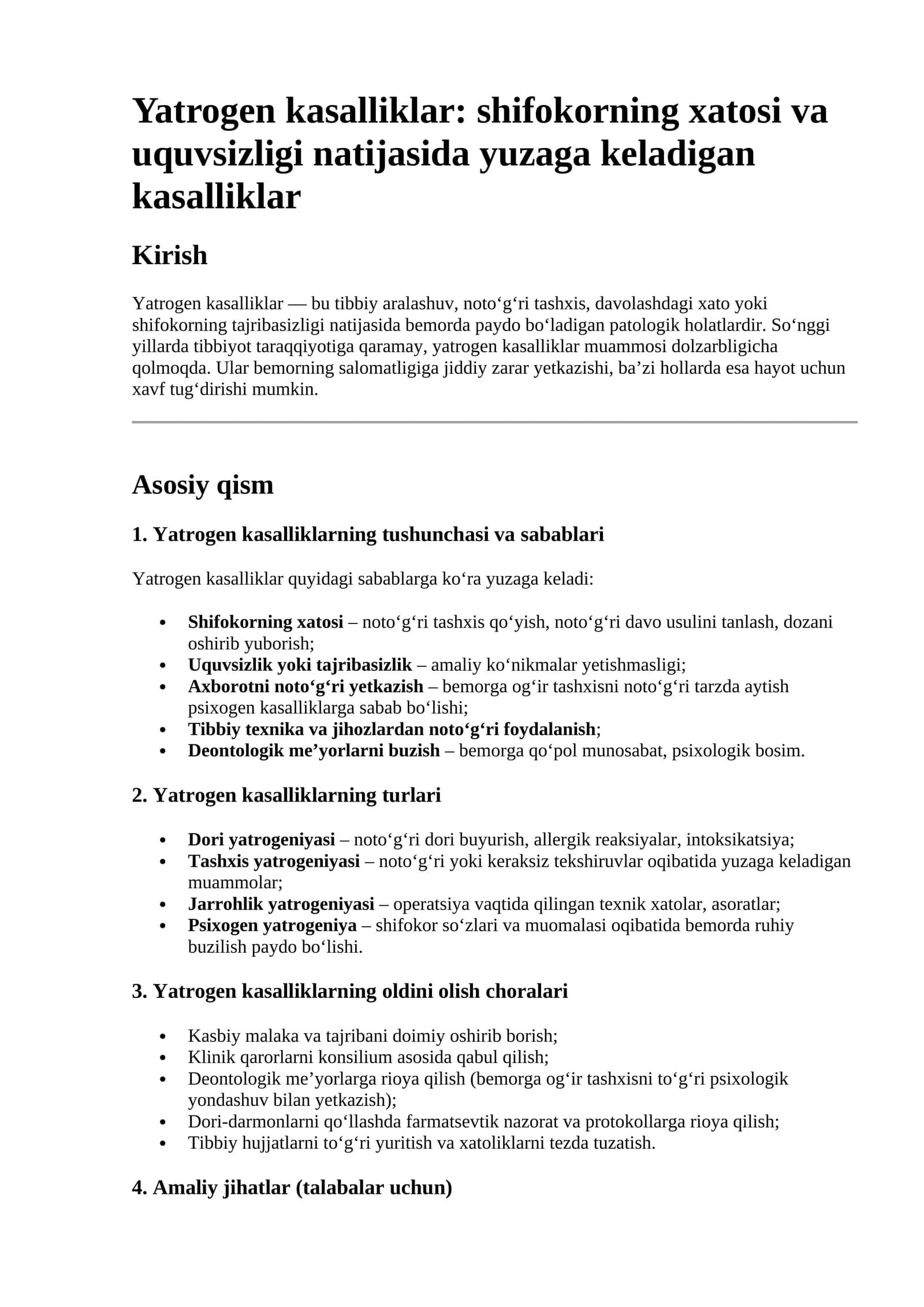 Yatrogen kasalliklar