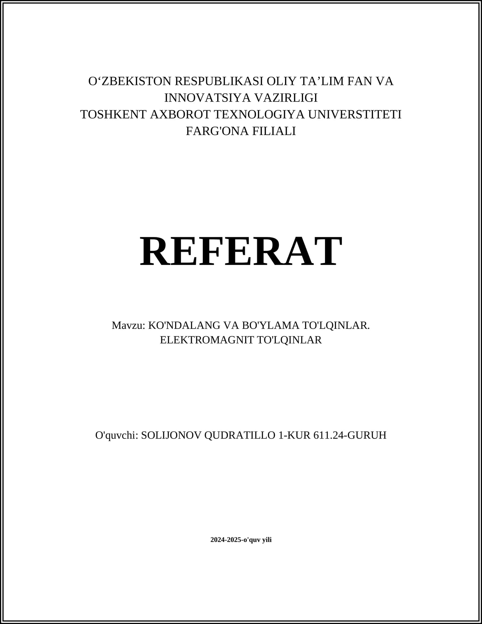 Elektromagnit To'lqinlar Nazariyasi