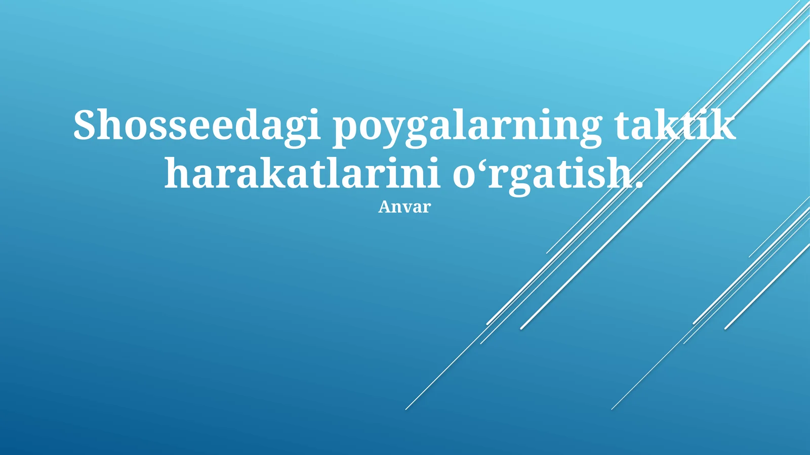 Shosseedagi poygalarning taktik harakatlarini o‘rgatish