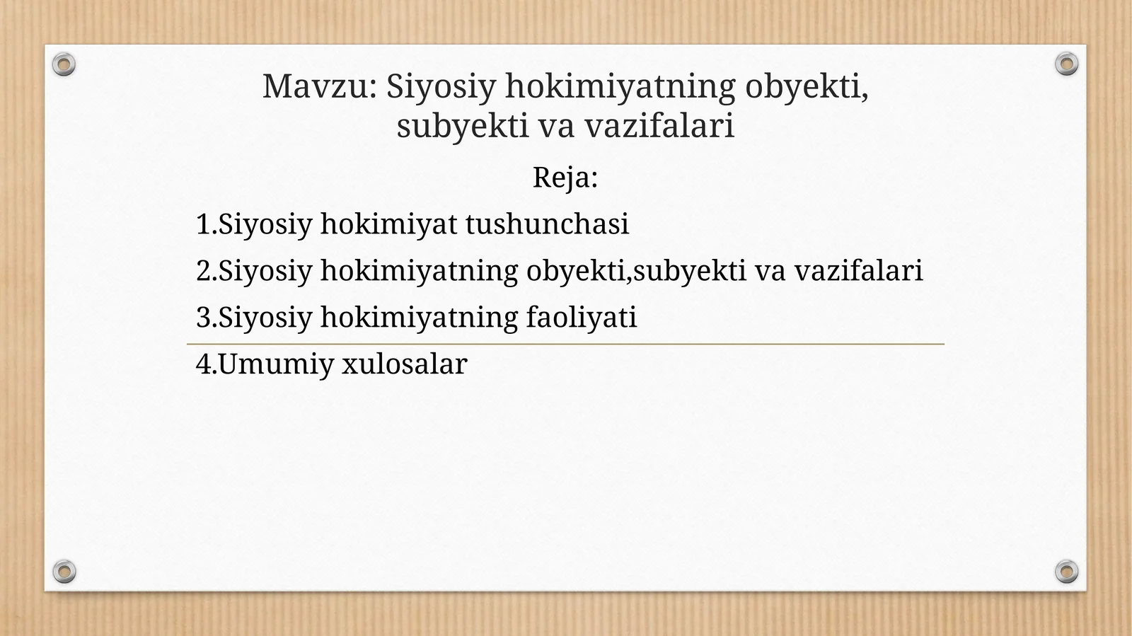 Siyosiy hokimiyatning obyekti, subyekti va vazifalari