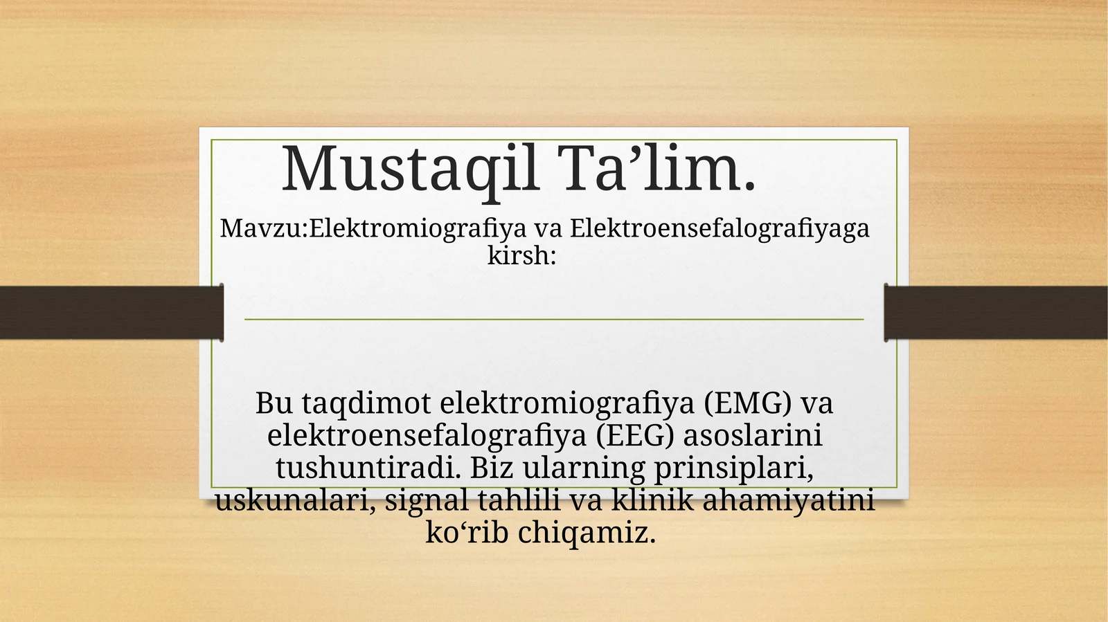 Elektromiografiya va Elektroensefalografiyaga kirish