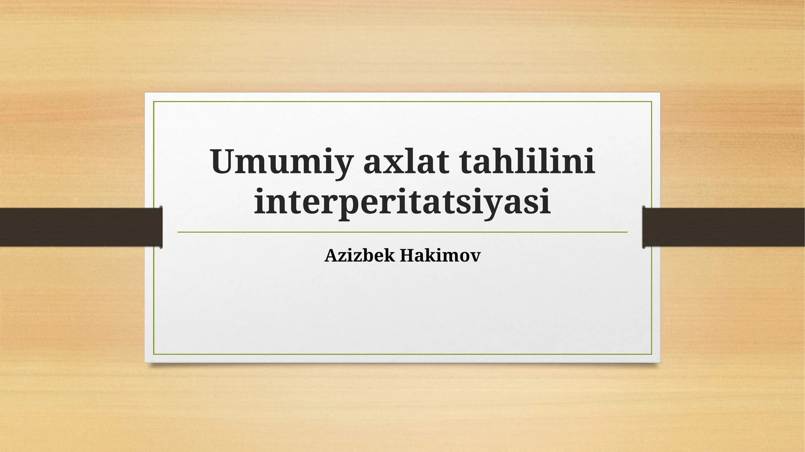 Umumiy axlat tahlili va interperitatsiyasi