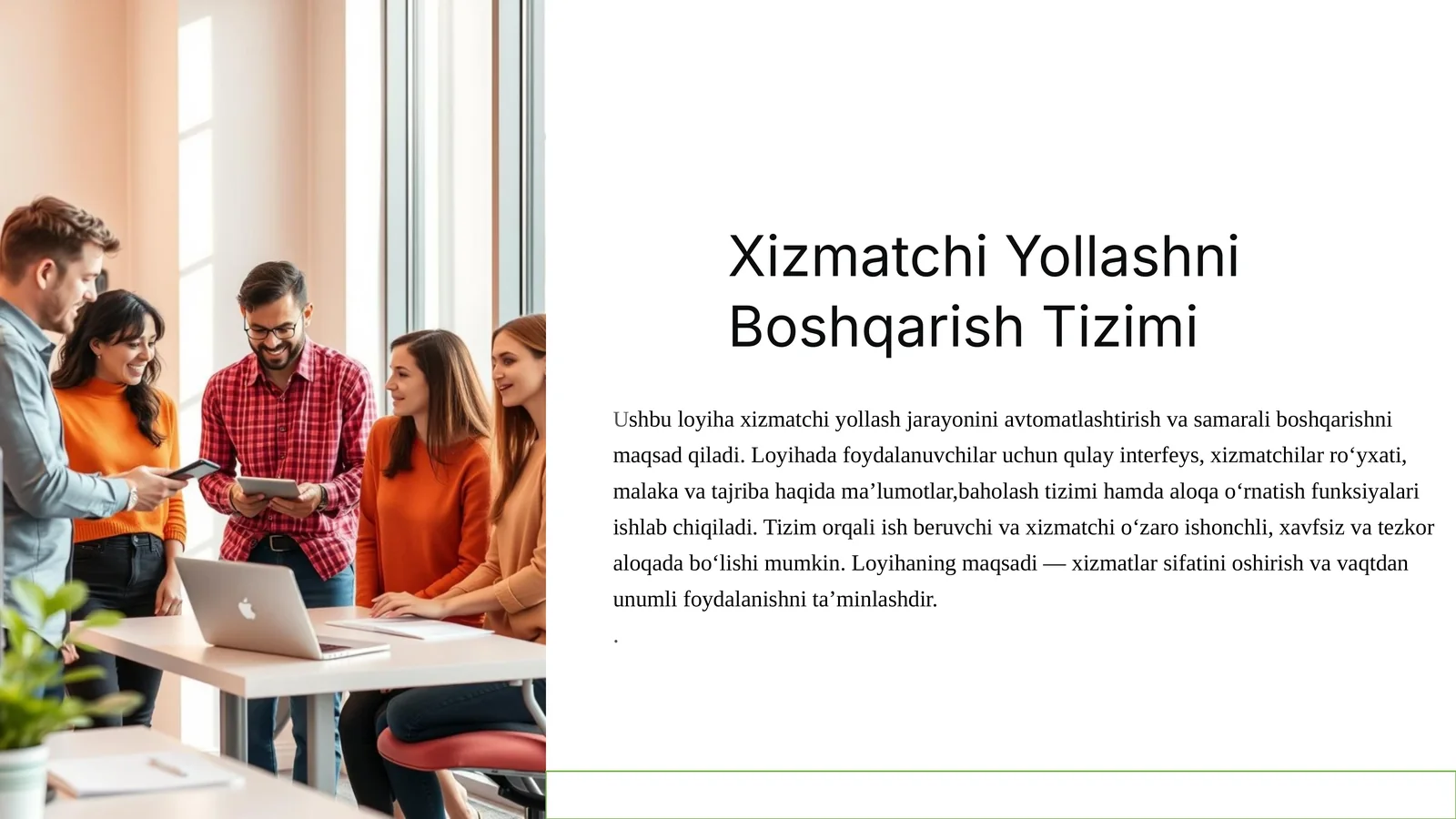 Xizmatchi Yollashni Boshqarish Tizimi