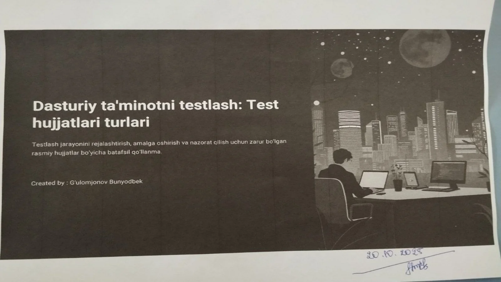 Testlar hujjatlari turlari