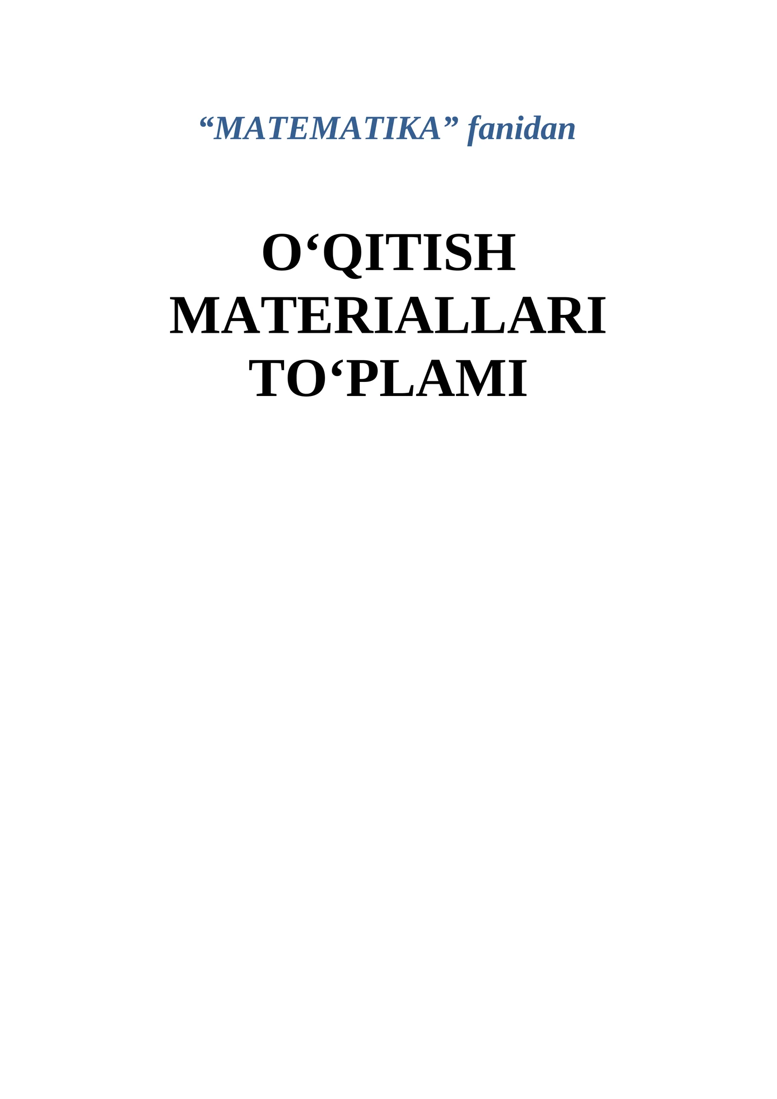 Matematika 2-kurs texnikumlar uchun O'MT