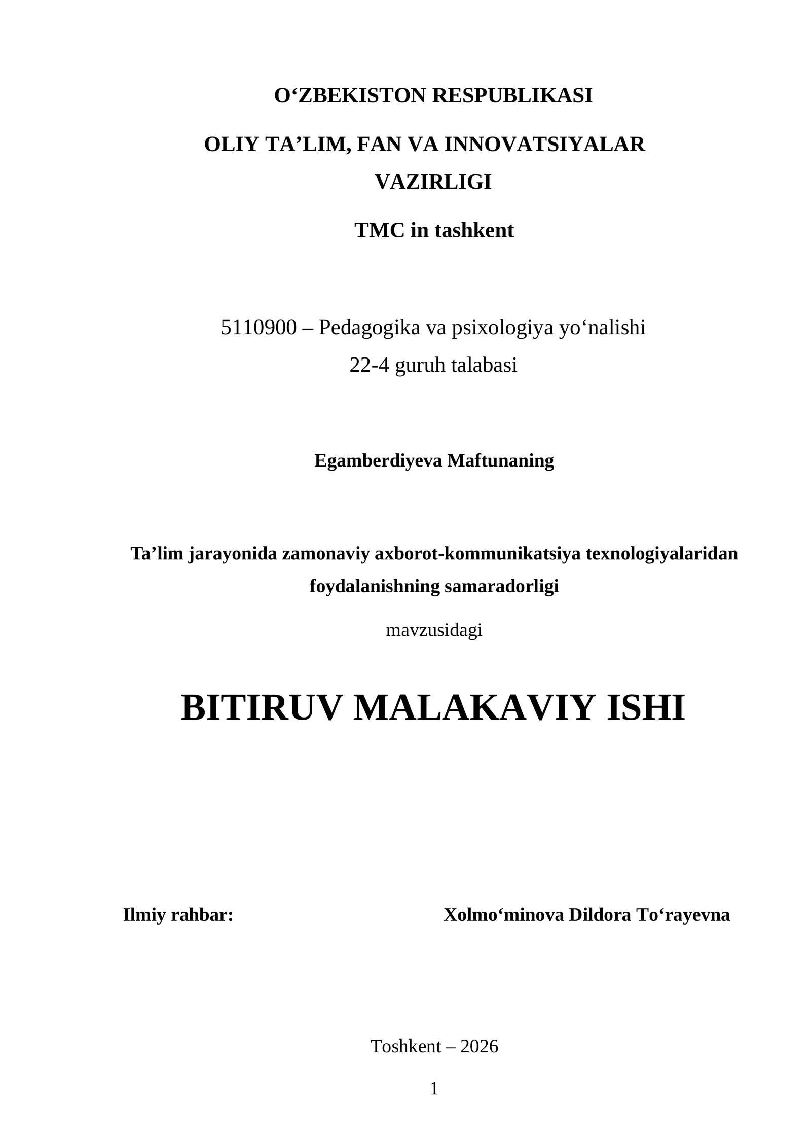 Ta’lim jarayonida zamonaviy aхborot-kommunikatsiya teхnologiyalaridan foydalanishning samaradorligi