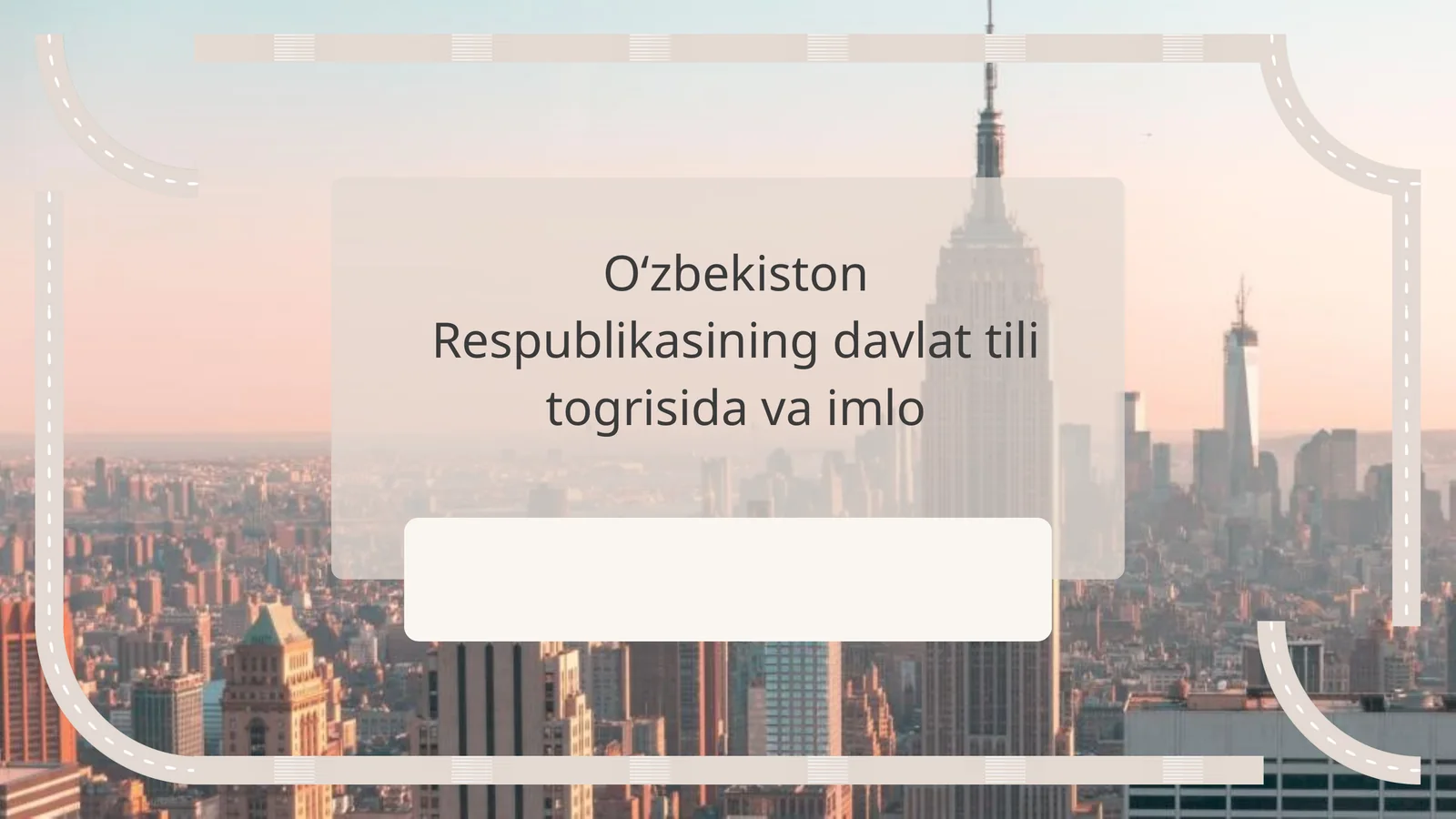 O‘zbekiston Respublikasining davlat tili togrisida va imlo