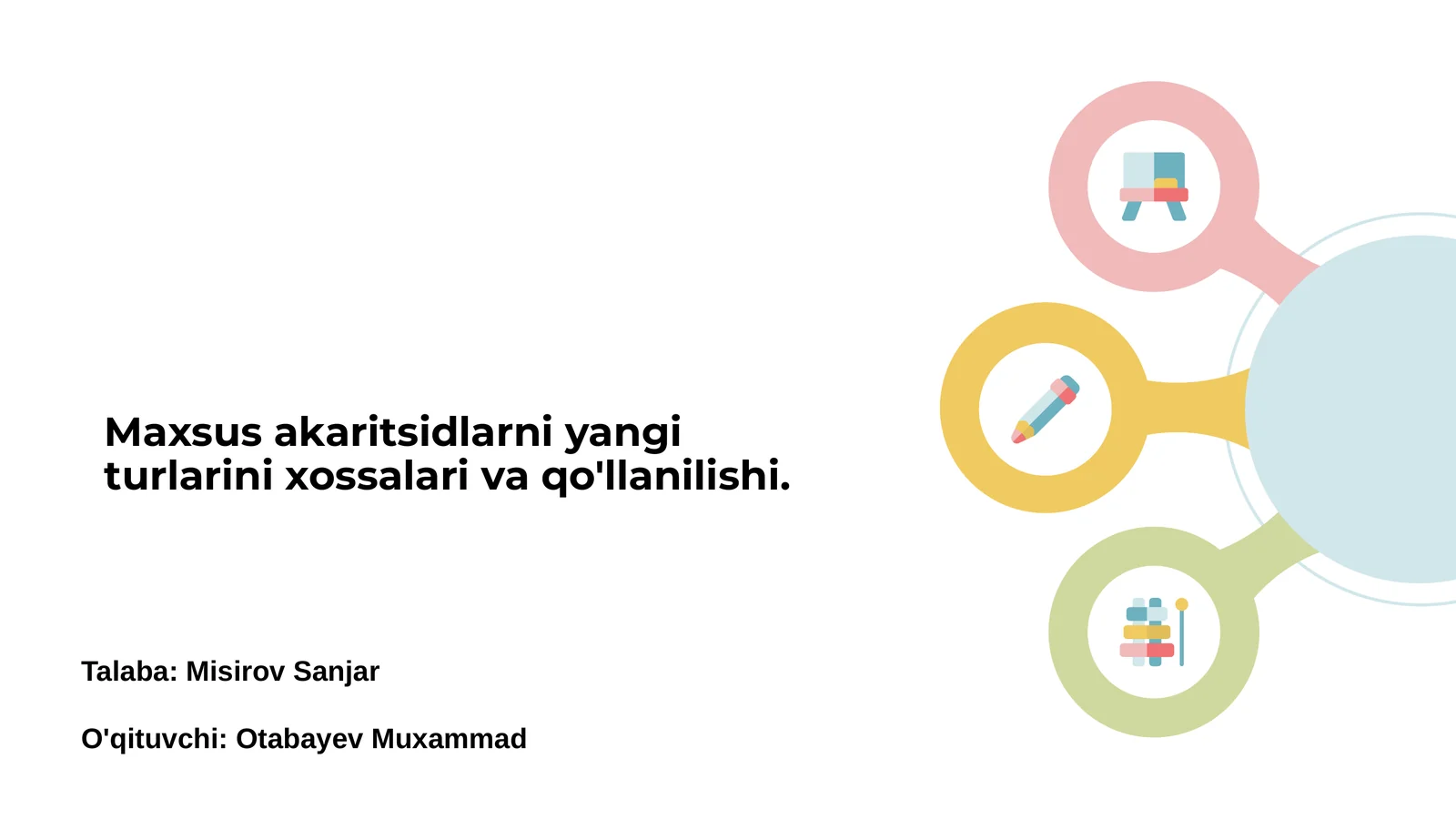 Maxsus akaritsidlarni yangi turlarini xossalari va qo'llanilishi