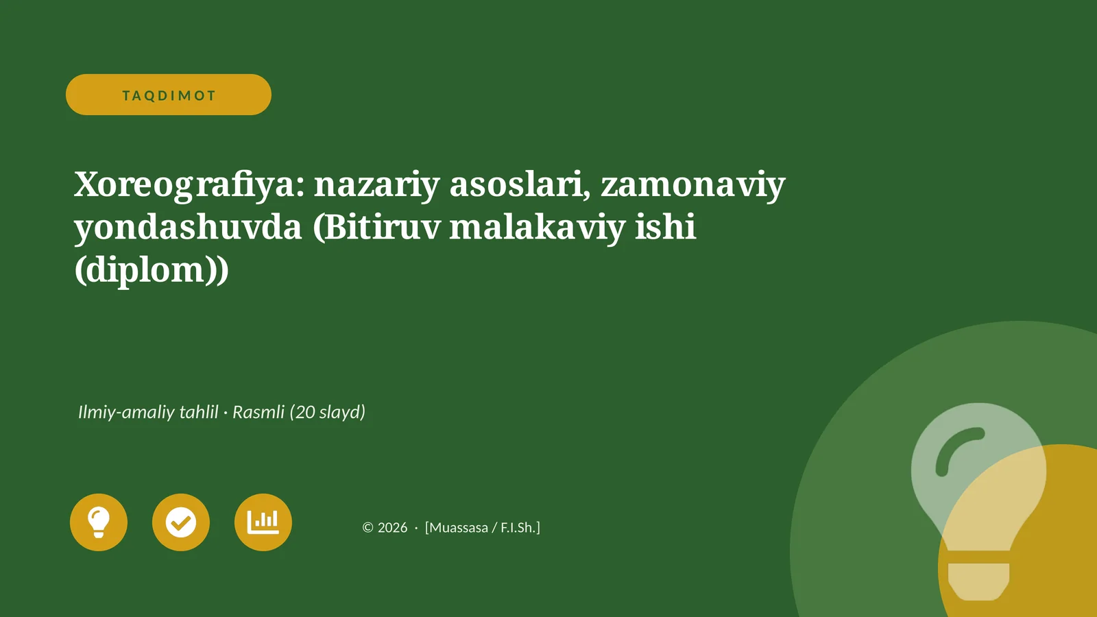 Xoreografiya: nazariy asoslari, zamonaviy yondashuvda (Bitiruv malakaviy ishi (diplom))