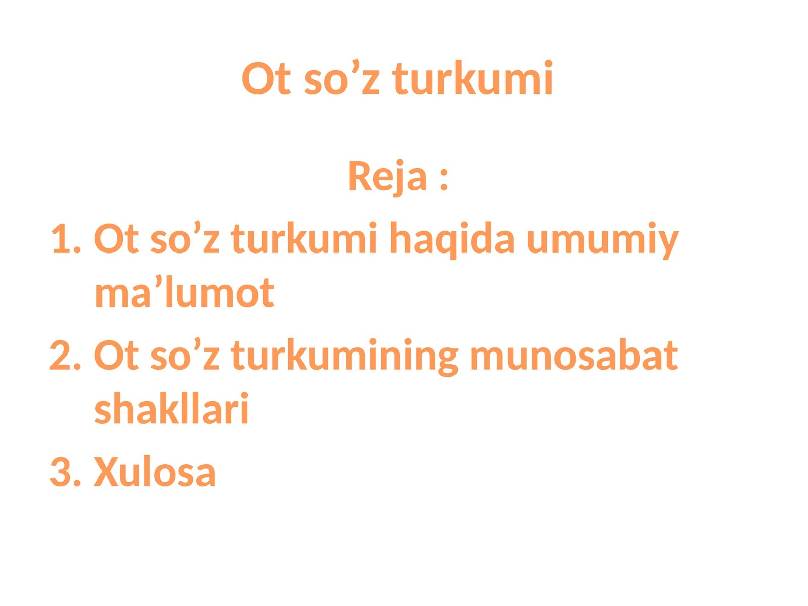 Ot so’z turkumi