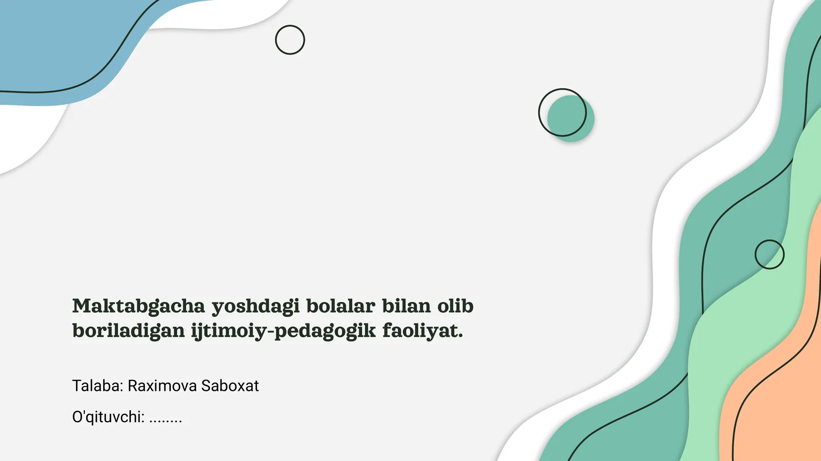Maktabgacha yoshdagi bolalar bilan olib boriladigan ijtimoiy-pedagogik faoliyat