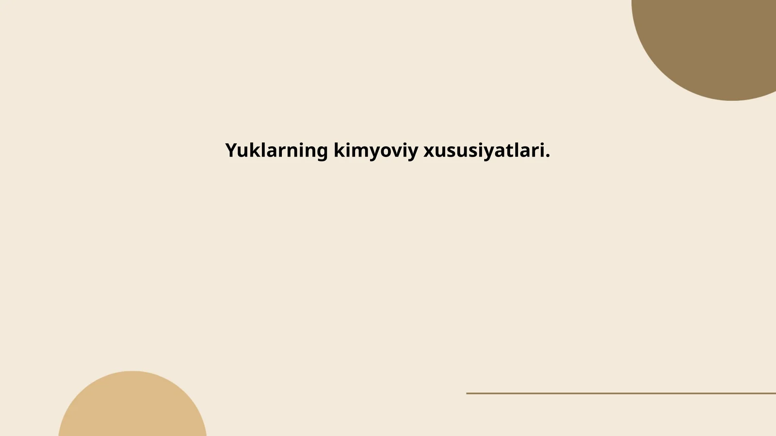 Yuklarning kimyoviy xususiyatlari