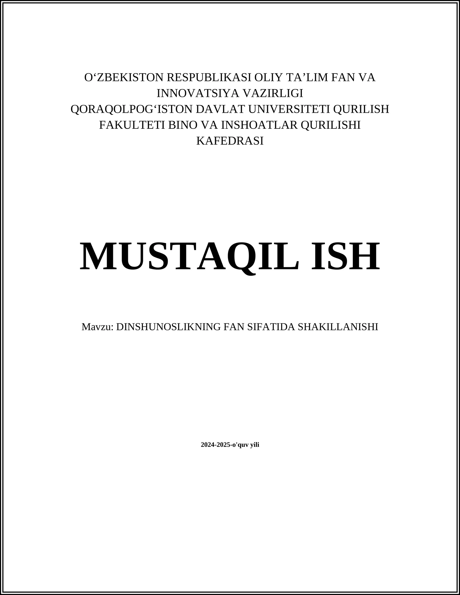 DINSHUNOSLIKNING FAN SIFATIDA SHAKILLANISHI