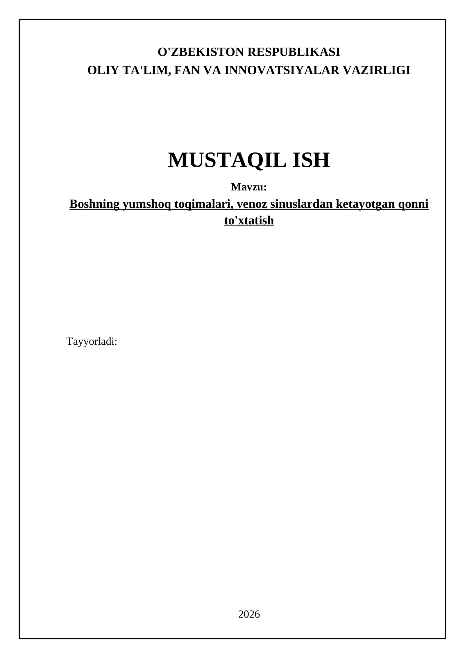 Boshning yumshoq toqimalari, venoz sinuslardan ketayotgan qonni to'xtatish