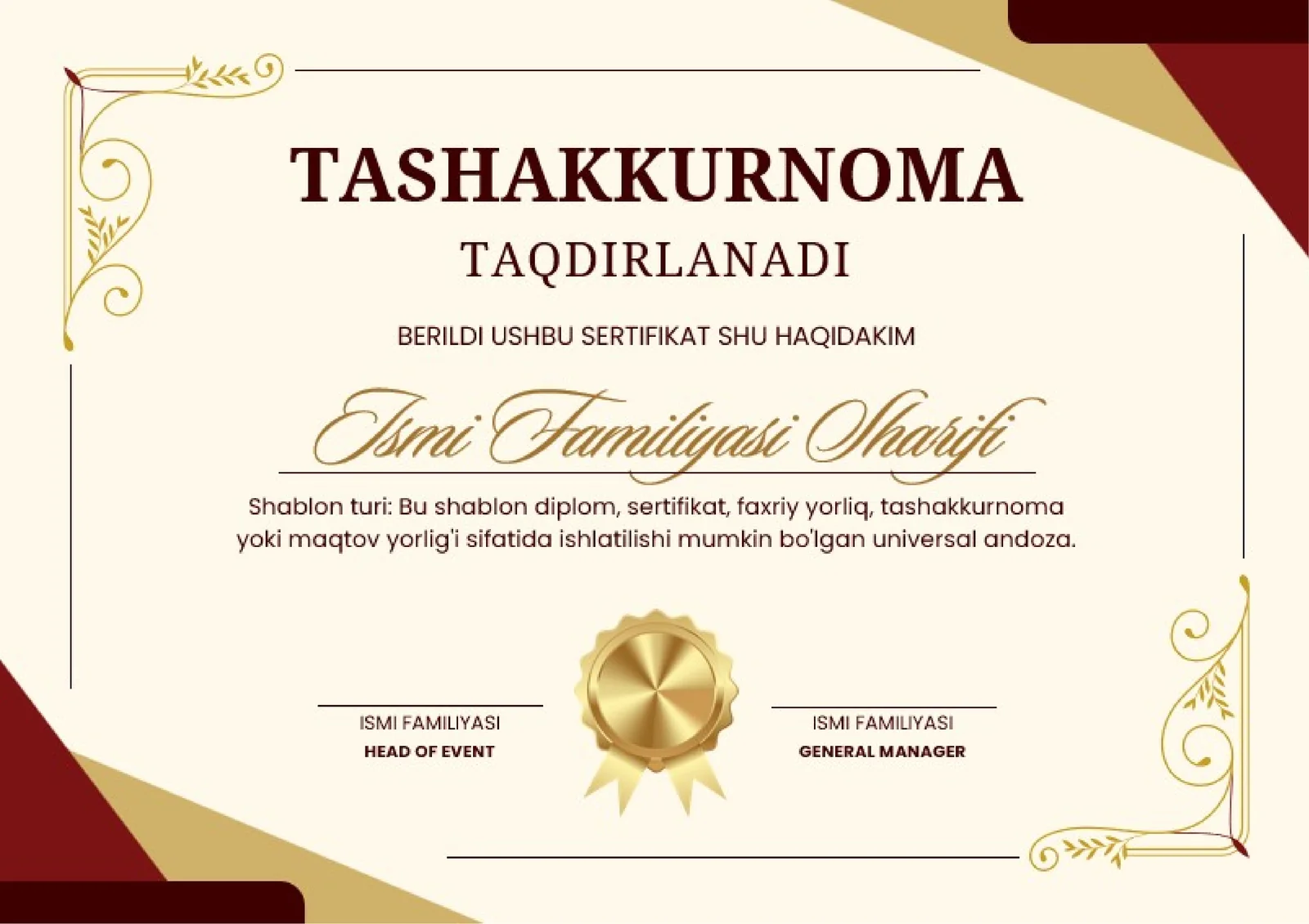 TASHAKKURNOMA
