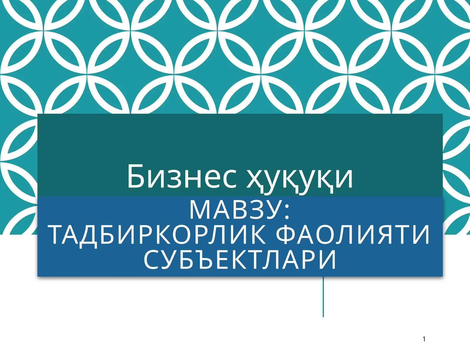 Тадбиркорлик фаолияти субъектлари