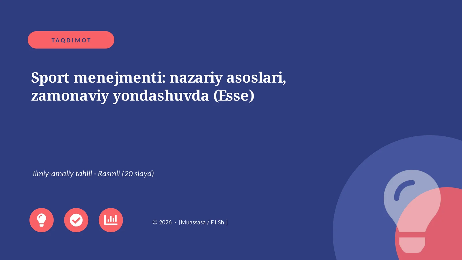 Sport menejmenti: nazariy asoslari, zamonaviy yondashuvda (Esse)