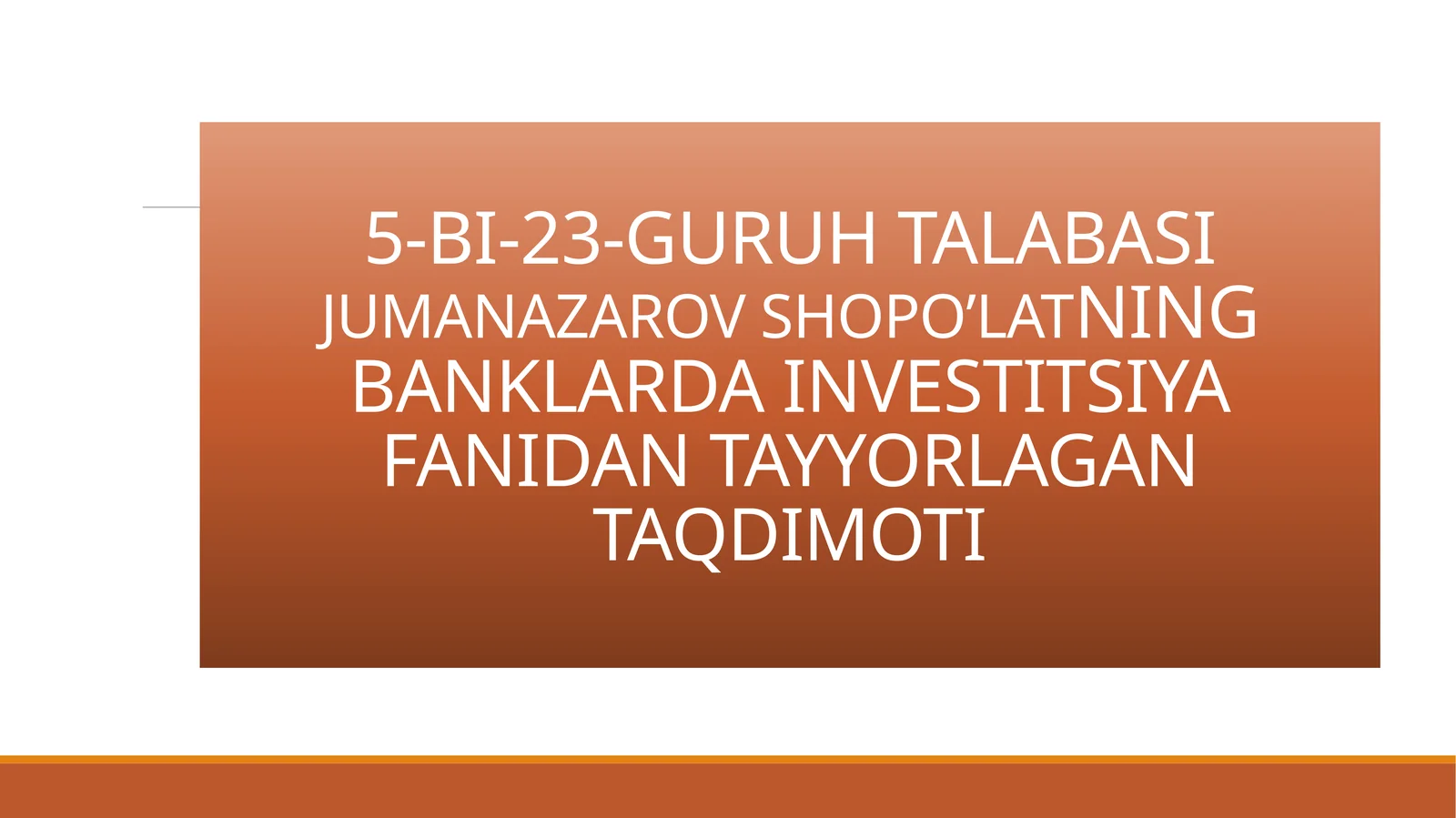 Banklarning investitsiya  faoliyatida kapital qurilish