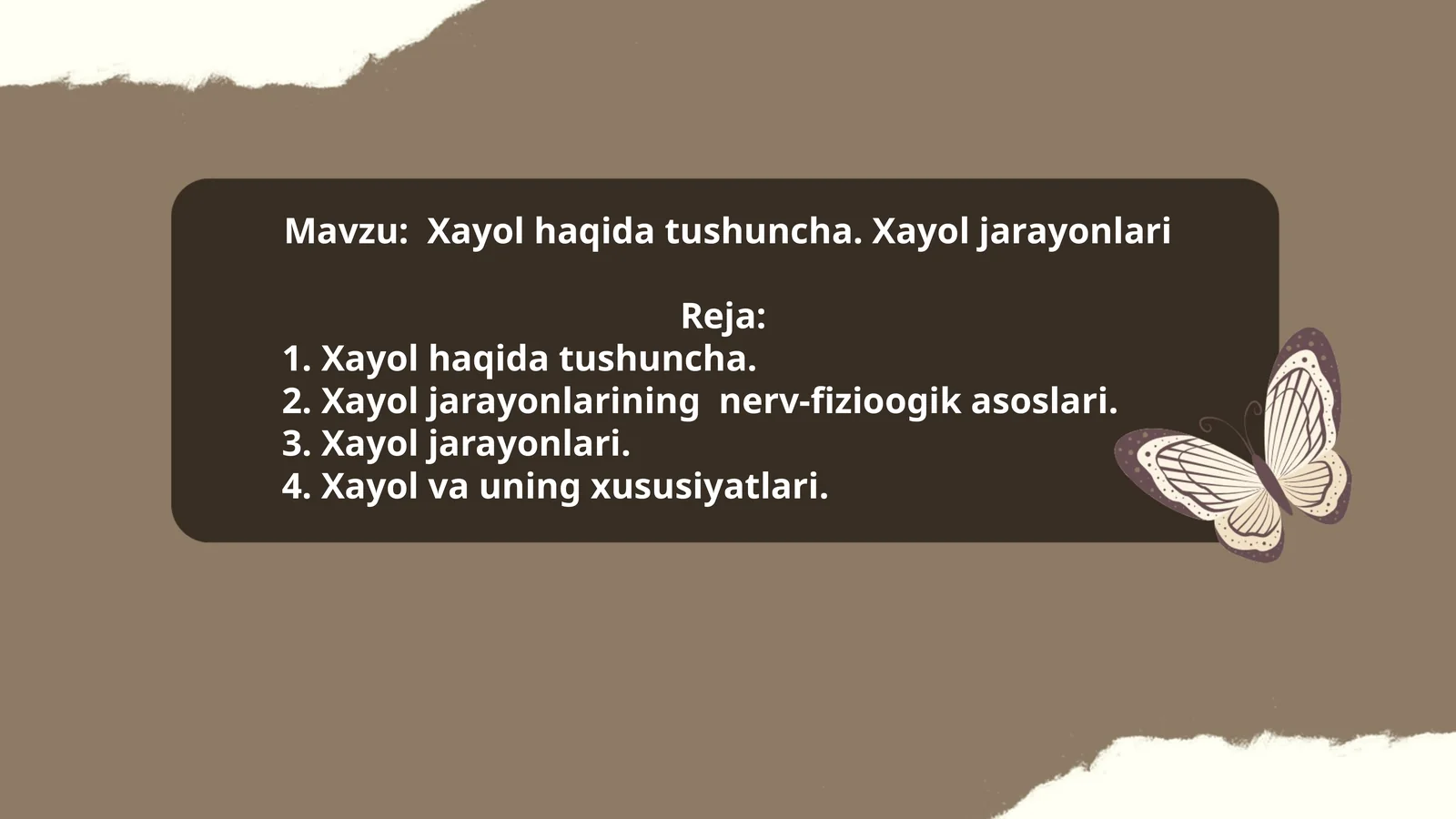 #Xayol haqida tushuncha. Xayol jarayonlari