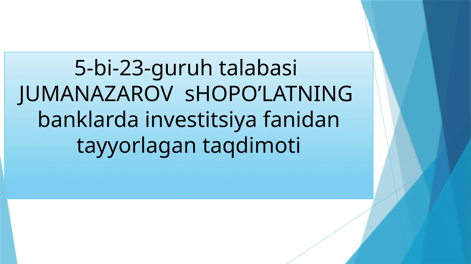 Banklarda investitsiya faoliyati va investitsiya siyosati
