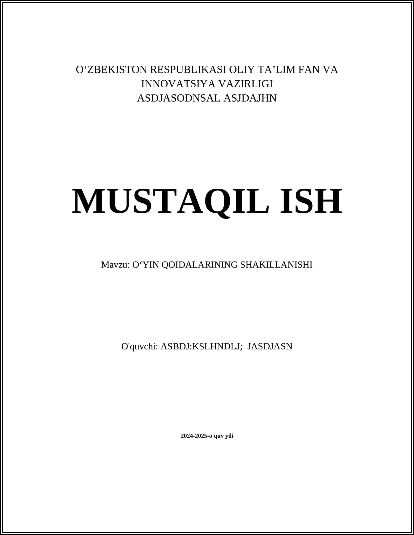 O‘YIN QOIDALARINING SHAKILLANISHI